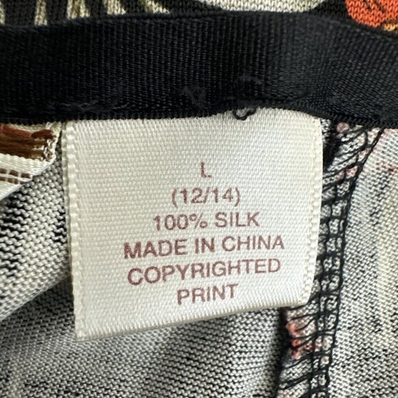 Tommy Bahama Women's L 100% Silk Knit Stretch skirt Dark Tropical Floral EUC - Picture 7 of 10